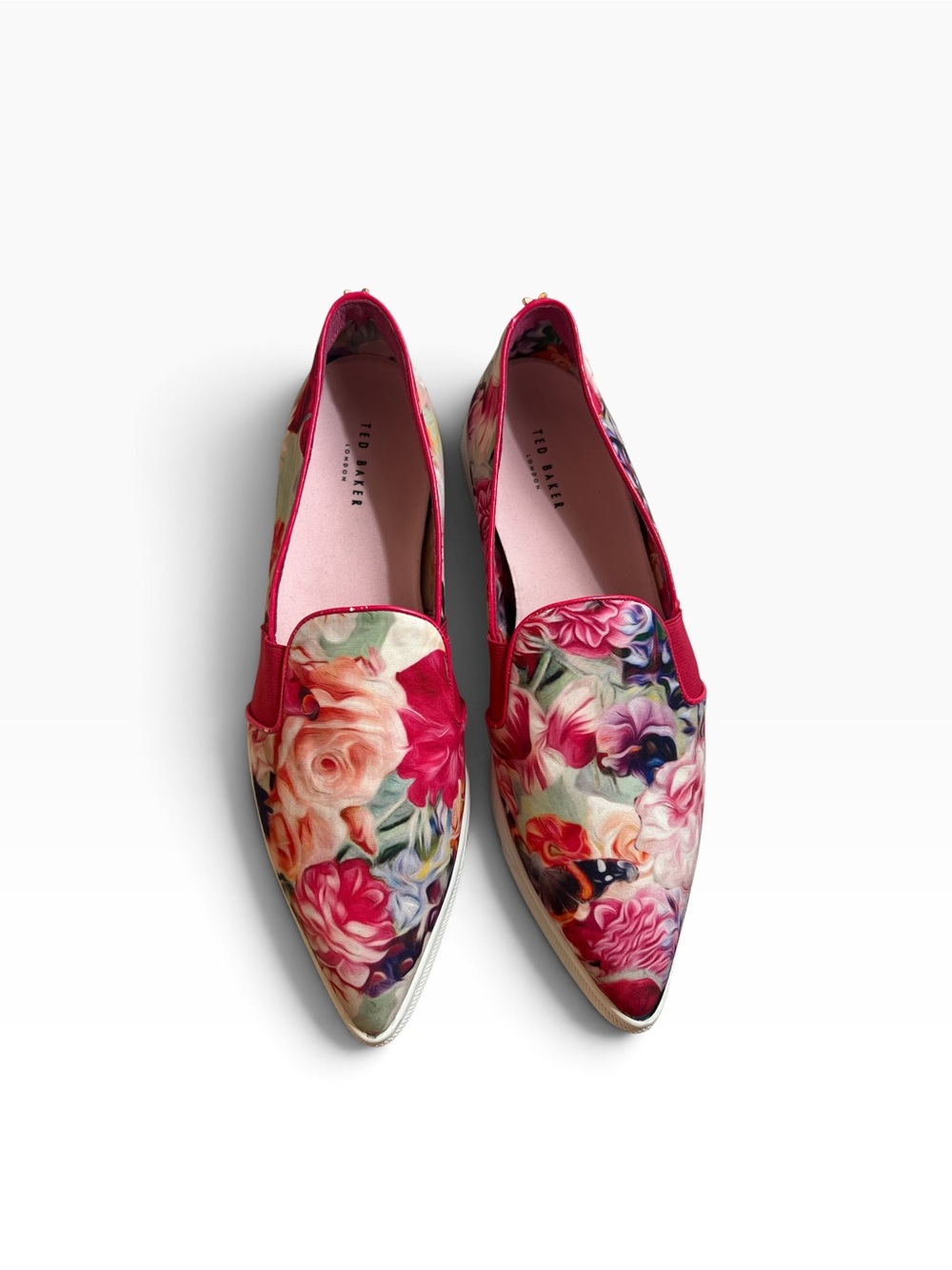 NWOB Ted Baker Thfia Floral Swirl Pointed Loafers Slip -On Sneakers EU 40 US 9